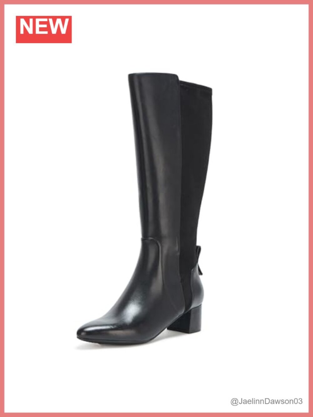 Women's Waterproof Block Heel Tall Boots Superfoam Comfort Pull-On Pointed Toe